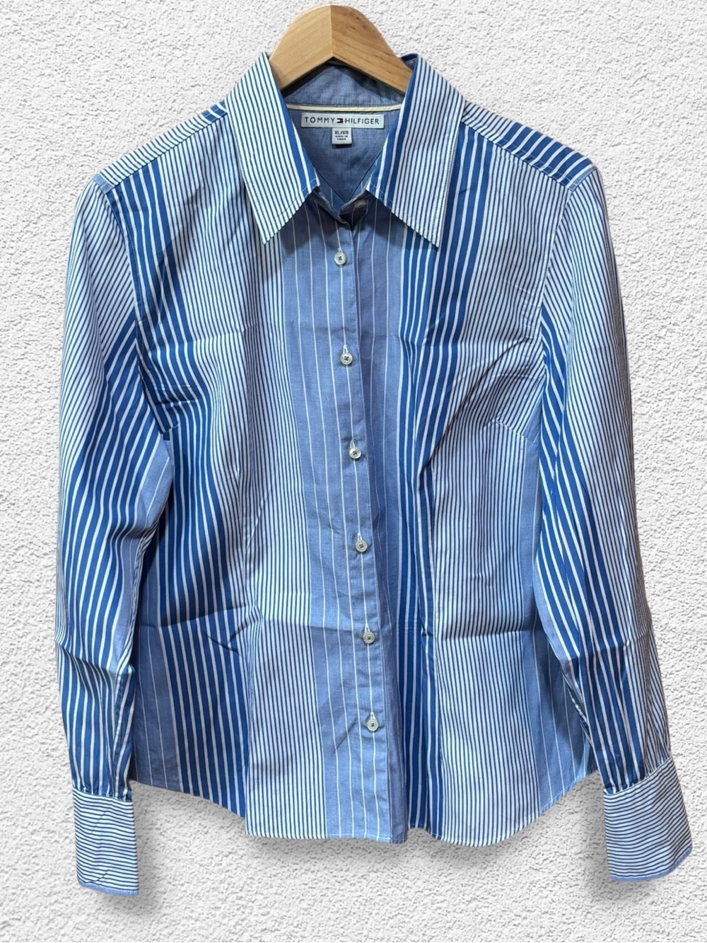 Tommy Hilfiger Blue Striped Women's Button-Down Shirt XL